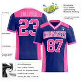Custom Royal Pink-White Authentic Football Jersey