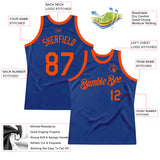 Custom Royal Orange Authentic Throwback Basketball Jersey