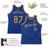 Custom Royal Old Gold Authentic Throwback Basketball Jersey