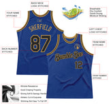 Custom Royal Black-Old Gold Authentic Throwback Basketball Jersey