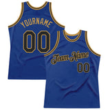 Custom Royal Black-Old Gold Authentic Throwback Basketball Jersey