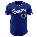 Custom Royal White-Yellow Authentic Baseball Jersey