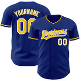 Custom Royal Yellow-White Authentic Baseball Jersey