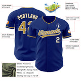 Custom Royal Old Gold-White Authentic Baseball Jersey