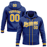 Custom Stitched Royal Gold-White Baseball Pullover Sweatshirt Hoodie