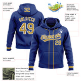 Custom Stitched Royal Old Gold-White Baseball Pullover Sweatshirt Hoodie