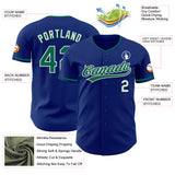 Custom Royal Kelly Green-White Authentic Baseball Jersey