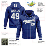 Custom Stitched Royal White-Gray Baseball Pullover Sweatshirt Hoodie