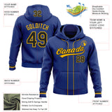 Custom Stitched Royal Black-Gold Baseball Pullover Sweatshirt Hoodie