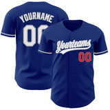 Custom Royal Fire Red White-Gray Authentic Baseball Jersey