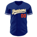 Custom Royal Fire Red White-Old Gold Authentic Baseball Jersey