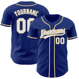 Custom Royal White-Vegas Gold Authentic Baseball Jersey