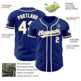 Custom Royal White-Vegas Gold Authentic Baseball Jersey