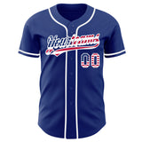 Custom Royal USA Flag-White Authentic Baseball Jersey