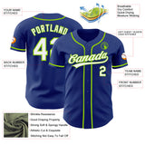 Custom Royal White-Neon Green Authentic Baseball Jersey