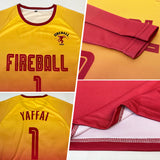 Custom Gold Crimson Sublimation Long Sleeve Fade Fashion Soccer Uniform Jersey