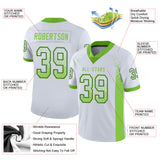 Custom White Neon Green-Navy Drift Fashion Football Jersey