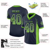 Custom Navy Neon Green-Gray Drift Fashion Football Jersey