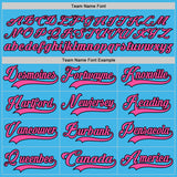 Custom Sky Blue Pink-Black Hockey Lace Neck Jersey
