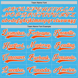 Custom Sky Blue Orange-White Hockey Jersey