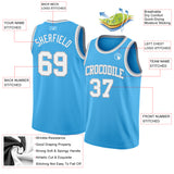 Custom Sky Blue White-Gray Authentic Basketball Jersey
