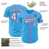 Custom Sky Blue White Black-Pink Authentic Baseball Jersey