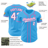 Custom Sky Blue White-Pink Authentic Baseball Jersey