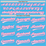 Custom Sky Blue White-Pink Authentic Baseball Jersey