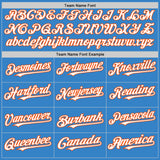 Custom Powder Blue White-Orange Authentic Sleeveless Baseball Jersey