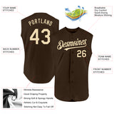 Custom Brown Cream Authentic Sleeveless Baseball Jersey