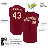 Custom Crimson Cream Authentic Sleeveless Baseball Jersey