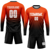 Custom Orange White-Black Sublimation Fade Fashion Soccer Uniform Jersey