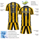 Custom Gold Black-White Stars And Stripes Sublimation Soccer Uniform Jersey