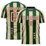 Custom City Cream Green-Crimson Stars And Stripes Sublimation Soccer Uniform Jersey