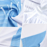 Custom Royal Light Blue-White Wavy Lines Sublimation Soccer Uniform Jersey