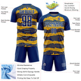 Custom Royal Gold-White Pinstripe Sublimation Soccer Uniform Jersey