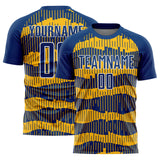 Custom Royal Gold-White Pinstripe Sublimation Soccer Uniform Jersey