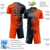 Custom Orange Navy-White Gradient Arrow Sublimation Soccer Uniform Jersey