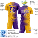 Custom Gold Purple-White Gradient Arrow Sublimation Soccer Uniform Jersey