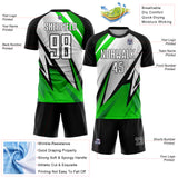 Custom Black White-Aurora Green Sublimation Soccer Uniform Jersey