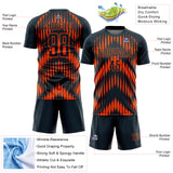 Custom Navy Orange Abstract Triangle Sublimation Soccer Uniform Jersey
