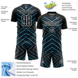 Custom Black Panther Blue-White Stripes Sublimation Soccer Uniform Jersey