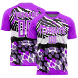 Custom Purple Black-White Animal Print Sublimation Soccer Uniform Jersey