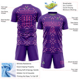 Custom Purple Pink Damask Pattern Sublimation Soccer Uniform Jersey