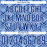 Custom Light Blue Royal-White Geometric Pattern Sublimation Soccer Uniform Jersey