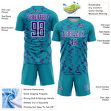 Custom Teal Purple-White Abstract Lines Sublimation Soccer Uniform Jersey
