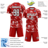 Custom Red White-Black Abstract Grunge Art Sublimation Soccer Uniform Jersey
