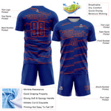 Custom Royal Orange Lines Sublimation Soccer Uniform Jersey