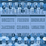 Custom Light Blue Black Geometric Shapes Sublimation Soccer Uniform Jersey