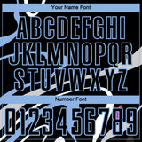 Custom Black Light Blue Fluid Shapes Sublimation Soccer Uniform Jersey